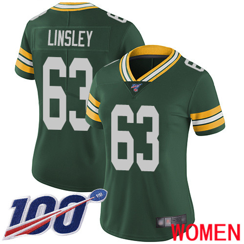 Green Bay Packers Limited Green Women 63 Linsley Corey Home Jersey Nike NFL 100th Season Vapor Untouchable